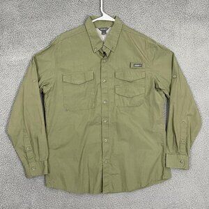 Eddie Bauer Shirt Men L Green Vented Fishing Long Sleeve Outdoor Button Down